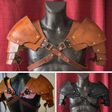 Steampunk Witcher Leather Pauldrons Medieval Viking Leather Shoulder Armor Renaissance Spartacus Warrior Leather Chest Armor (A Pair of Pauldrons)