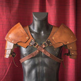 Steampunk Witcher Leather Pauldrons Medieval Viking Leather Shoulder Armor Renaissance Spartacus Warrior Leather Chest Armor (A Pair of Pauldrons)