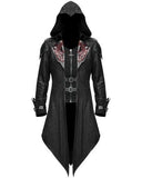 Mens Gothic Hooded Jacket Coat Red Black Diesel Punk Assassin Creed Cosplay Costume Cardigans Coat