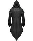 Mens Gothic Hooded Jacket Coat Red Black Diesel Punk Assassin Creed Cosplay Costume Cardigans Coat
