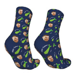 Custom Socks with Faces Change Men Face Size Personalized Printed Photo Crew Socks