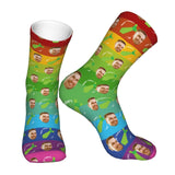 Custom Socks with Faces Change Men Face Size Personalized Printed Photo Crew Socks