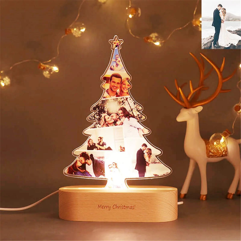Custom Christmas Tree Acrylic Light Personalized Photo Lamp Acrylic Night Light USB Light Led Light