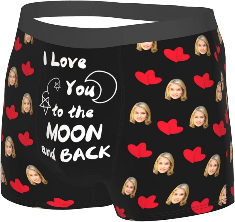 Custom Face Heart Boxer Briefs, Personalized Funny Face Print Photo Briefs