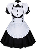 Japanese Anime Sissy Maid Dress Cosplay Sweet Classic Lolita Fancy Apron Maid Dress with Socks Gloves Set