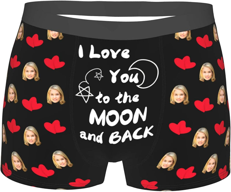 Custom Face Heart Boxer Briefs, Personalized Funny Face Print Photo Briefs