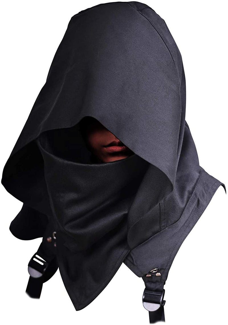 Cyberpunk Rogue Cowl Hood Scarf, Unisex Neck Warmer Costume Hooded Cape Hat and Outdoor Daily Wear