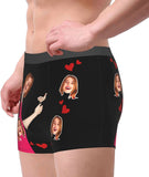 Customized Front Face Love Hug Boxer Shorts Custom Face Boxer Briefs, Multi Girlfriend Face Print Photo Lingerie Shorts Men Boyfriend