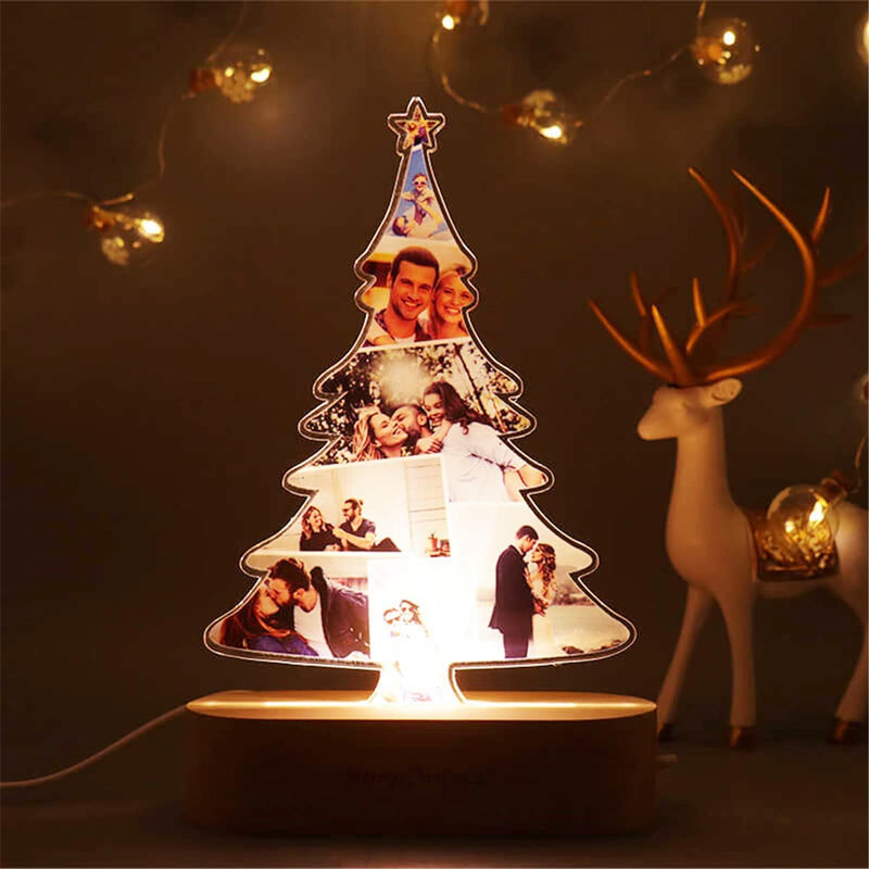 Custom Christmas Tree Acrylic Light Personalized Photo Lamp Acrylic Night Light USB Light Led Light