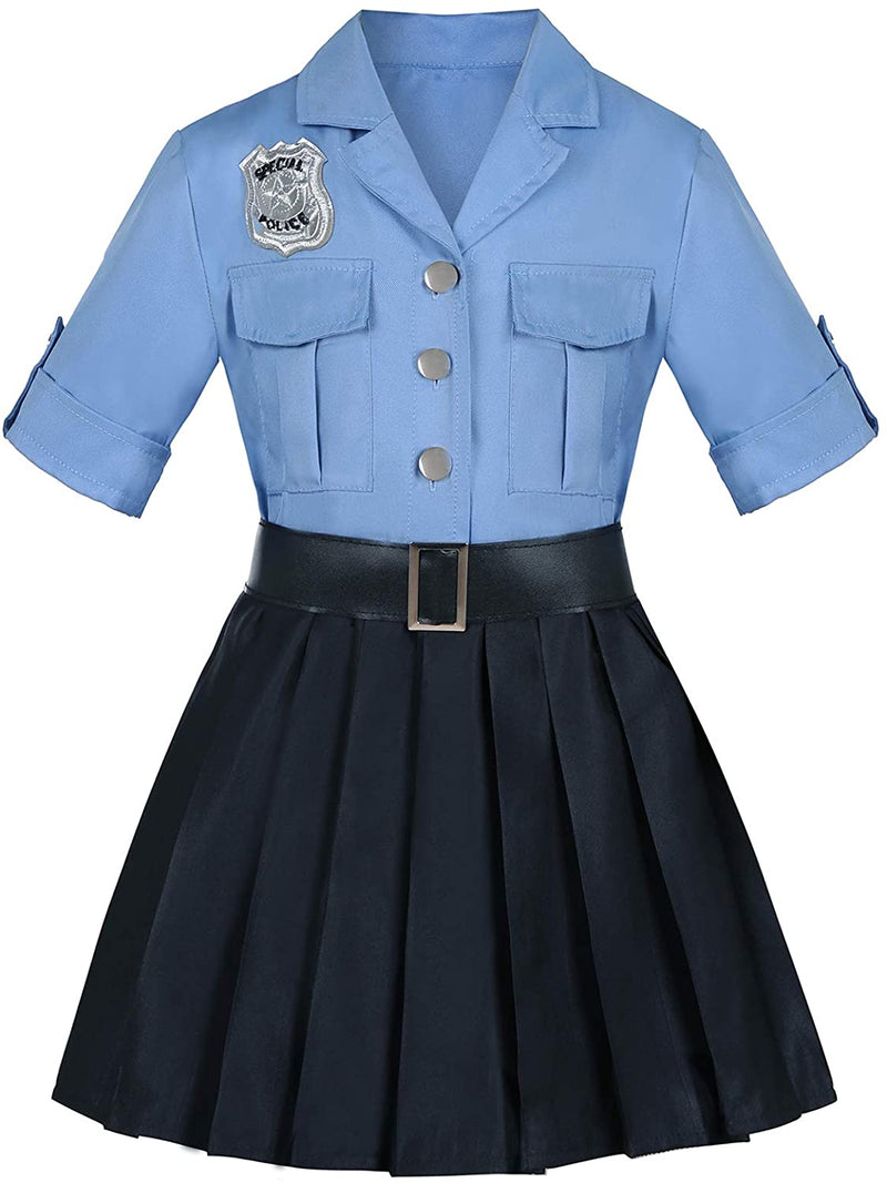 Girls Police Officer Uniform Cop Costume Halloween Dress Up