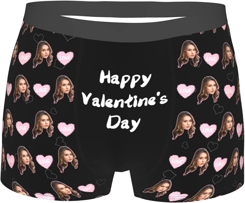 Personalized Photo Boxers Men's Underwear Custom Face Boxer Briefs, Personalized Funny Face Print Photo Lingerie Shorts Men Boyfriend