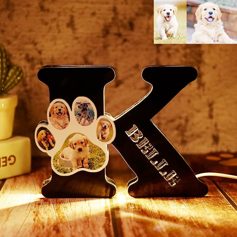Personalized Dog Photo Lamp Custom Photo Acrylic Night Light Customized paw letter lights