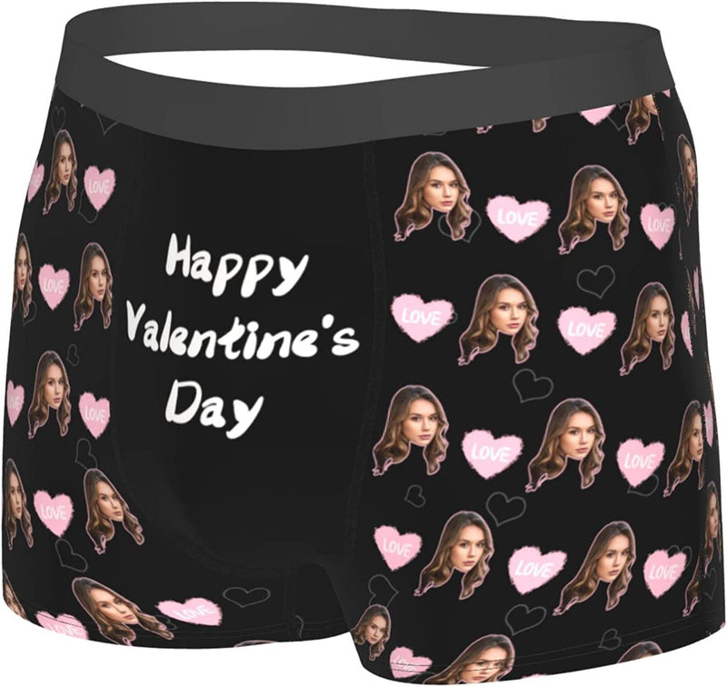 Personalized Photo Boxers Men's Underwear Custom Face Boxer Briefs, Personalized Funny Face Print Photo Lingerie Shorts Men Boyfriend