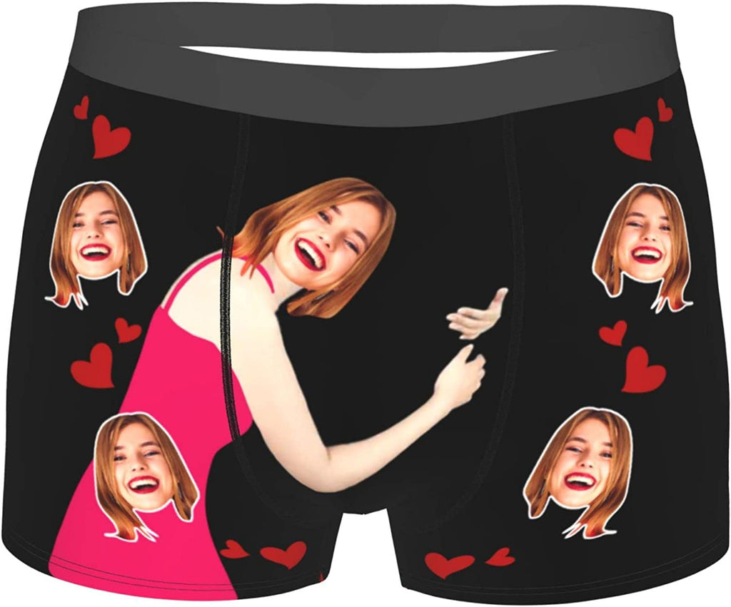 Personalized Girlfriend Face Hug My Treasure Men's Boxer Briefs Underwear  at  Men's Clothing store