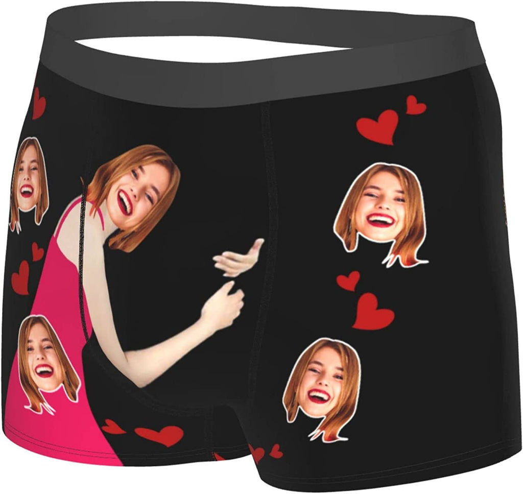 Personalized Girlfriend Face Hug My Treasure Men's Boxer Briefs Underwear  at  Men's Clothing store