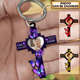 Personalized Butterfly Cross Keychain Charm Customized Photo Text Memorial Keyring Forever In My Heart Memory Gifts