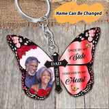 Custom Photo Butterfly Cross Keychain Charm Custom Text Memorial Keyring Forever In My Heart Memory Gifts