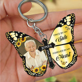 Custom Photo Butterfly Cross Keychain Charm Custom Text Memorial Keyring Forever In My Heart Memory Gifts