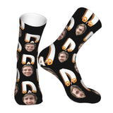 Custom Socks with Faces Change Men Face Size Personalized Printed Photo Crew Socks