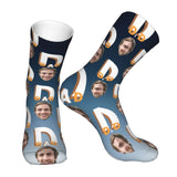 Custom Socks with Faces Change Men Face Size Personalized Printed Photo Crew Socks