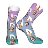 Custom Socks with Faces Change Men Face Size Personalized Printed Photo Crew Socks