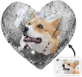 Custom Photo Heart Shape Sequin Pillow Custom Sequin Magic Pillow