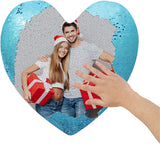 Custom Photo Heart Shape Sequin Pillow Custom Sequin Magic Pillow
