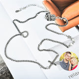 Custom Cross Photo Necklace for Men Women Personalized Picture Projection Necklace I Love You in 100 Languages for Birthday