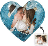 Custom Photo Heart Shape Sequin Pillow Custom Sequin Magic Pillow