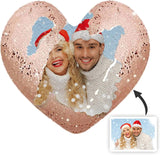 Custom Photo Heart Shape Sequin Pillow Custom Sequin Magic Pillow