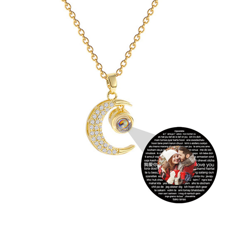Custom Photo projection necklace-Moon