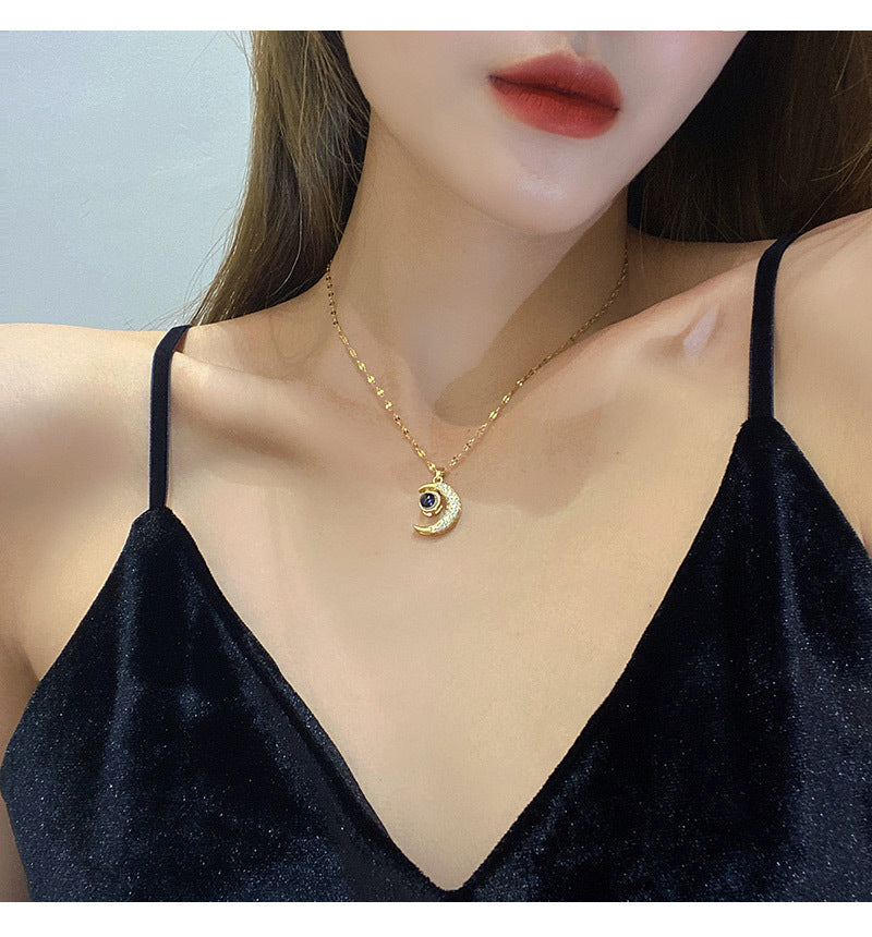 Custom Photo projection necklace-Moon