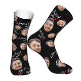Custom Socks with Faces Change Men Face Size Personalized Printed Photo Crew Socks