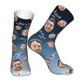 Custom Socks with Faces Change Men Face Size Personalized Printed Photo Crew Socks