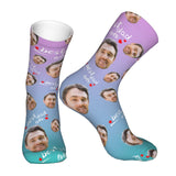Custom Socks with Faces Change Men Face Size Personalized Printed Photo Crew Socks