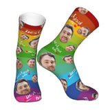 Custom Socks with Faces Change Men Face Size Personalized Printed Photo Crew Socks