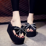 Bow Summer Woman Shoes Platform slippers Wedge Beach Flip Flops High Heel Slippers For Women Brand Super high Ladies Shoes 4504