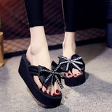 Bow Summer Woman Shoes Platform slippers Wedge Beach Flip Flops High Heel Slippers For Women Brand Super high Ladies Shoes 4504
