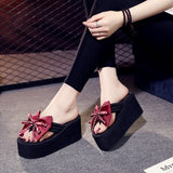 Bow Summer Woman Shoes Platform slippers Wedge Beach Flip Flops High Heel Slippers For Women Brand Super high Ladies Shoes 4504