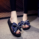 Bow Summer Woman Shoes Platform slippers Wedge Beach Flip Flops High Heel Slippers For Women Brand Super high Ladies Shoes 4504