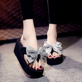 Bow Summer Woman Shoes Platform slippers Wedge Beach Flip Flops High Heel Slippers For Women Brand Super high Ladies Shoes 4504
