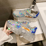 Spring Trend Women Transparent Sneakers Harajuku Ladies Platform Jelly Shoes Laser Casual Shoes Shining Running Footwear