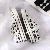 Fashion Milk Cow Canvas Women Shoes New Breathable High-top Outdoor Ladies Casual Sneakers Lace-up Leisure Footwear