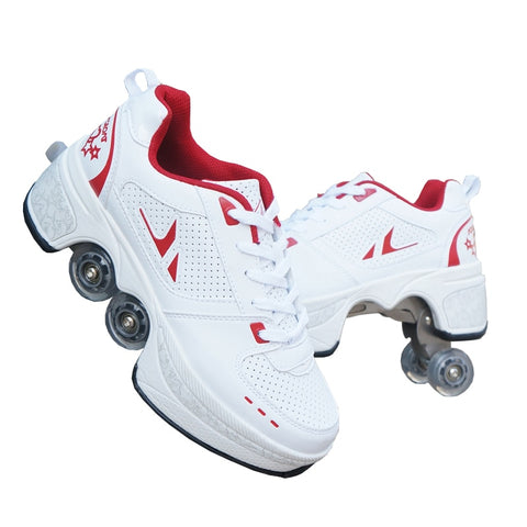 Red Four Wheel Skate Shoes