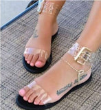 PVC Sandals Women Transparent Flats Shoes Large Size Female Clear Jelly Shoes Ladies Roman Beach Sandalias Mujer