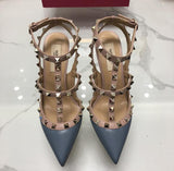 New Classics Women High Heel Shoes Brand Sandal 10cm Thin Heel Pointed Toe Rivets Shoes Fashion Wedding Shoes Party Shoes 34-43